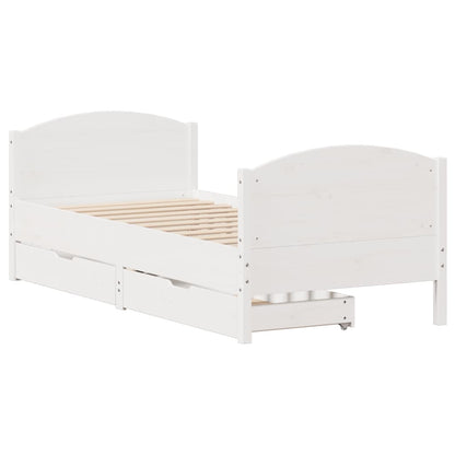 Bedframe zonder matras massief grenenhout wit 90x190 cm