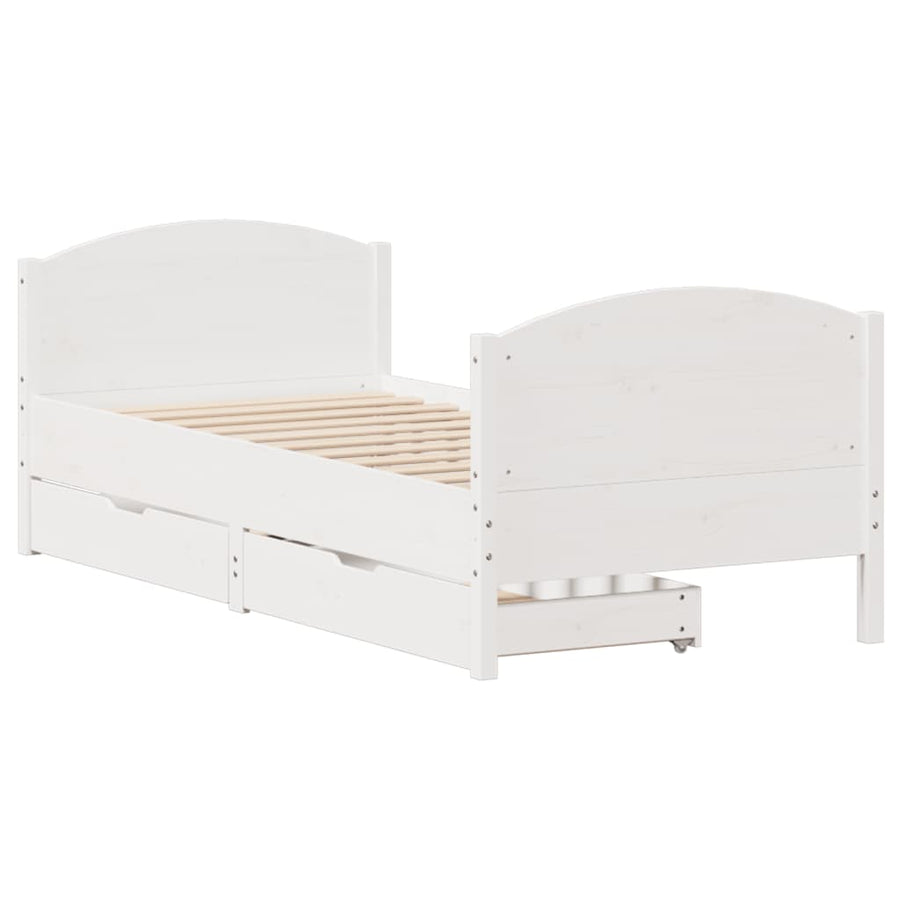 Bedframe zonder matras massief grenenhout wit 90x190 cm