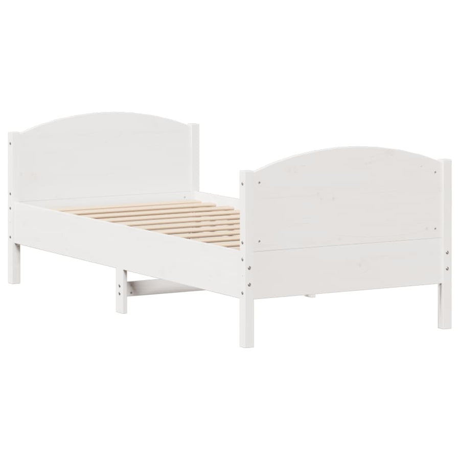 Bedframe zonder matras massief grenenhout wit 90x190 cm