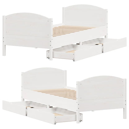 Bedframe zonder matras massief grenenhout wit 90x190 cm