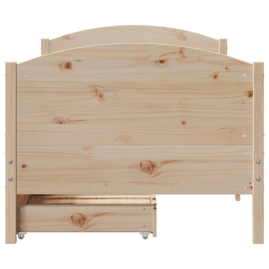Bedframe zonder matras massief grenenhout 75x190 cm