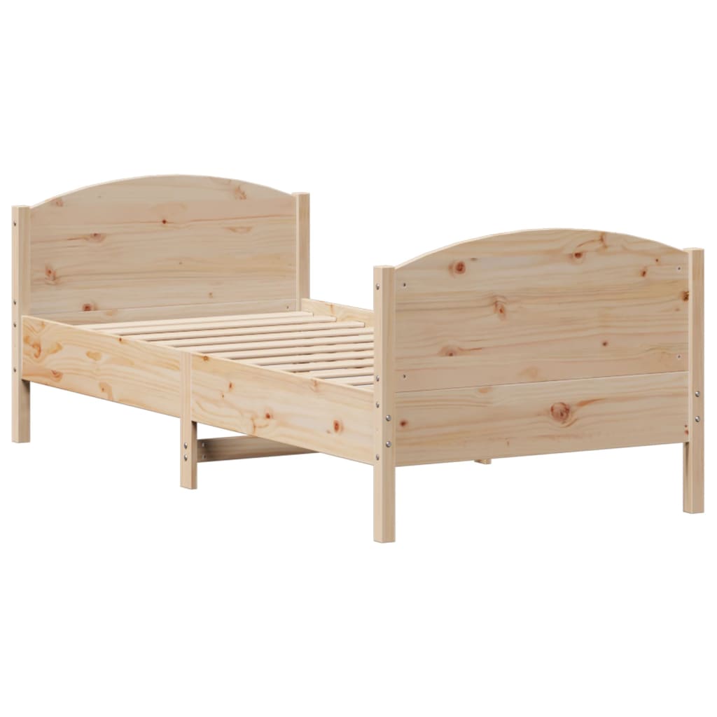 Bedframe zonder matras massief grenenhout 75x190 cm