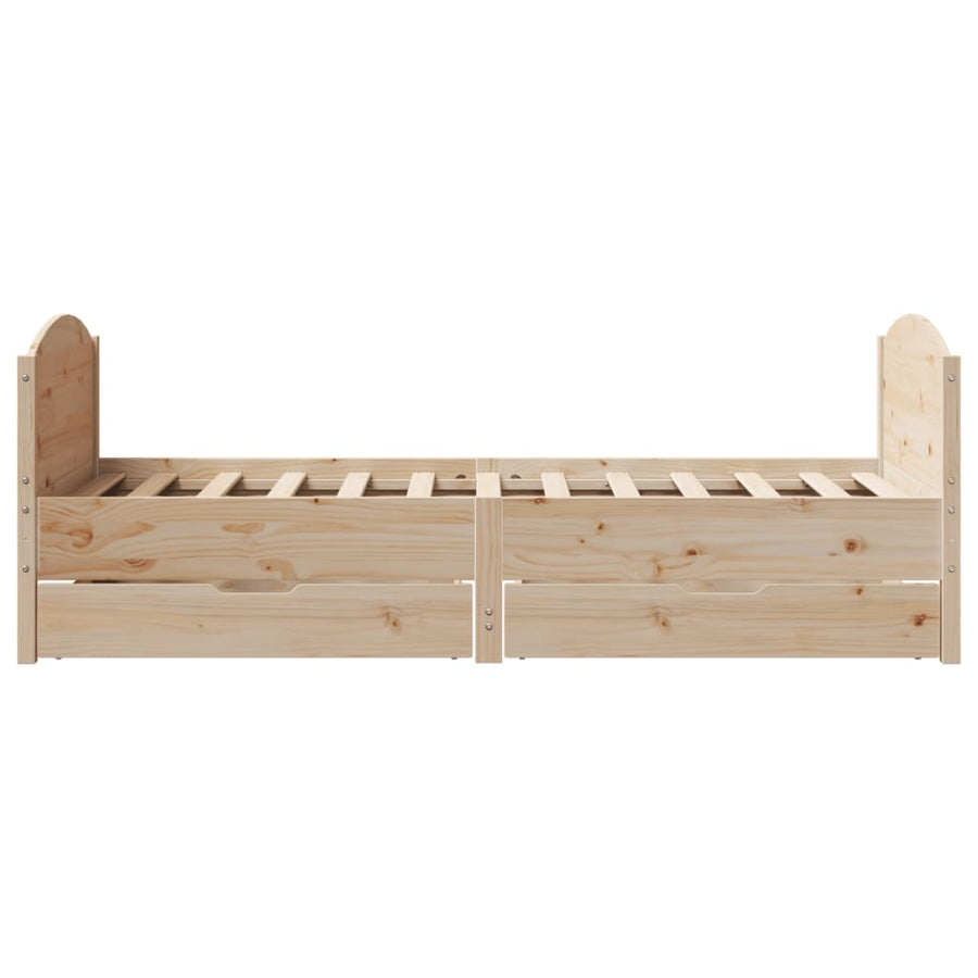 Bedframe zonder matras massief grenenhout 75x190 cm