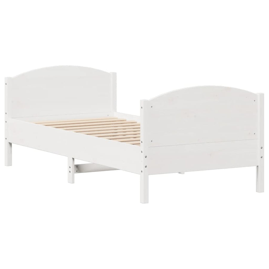 Bedframe zonder matras massief grenenhout wit 75x190 cm