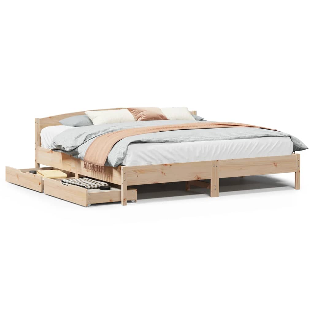 Bedframe zonder matras massief grenenhout 200x200 cm