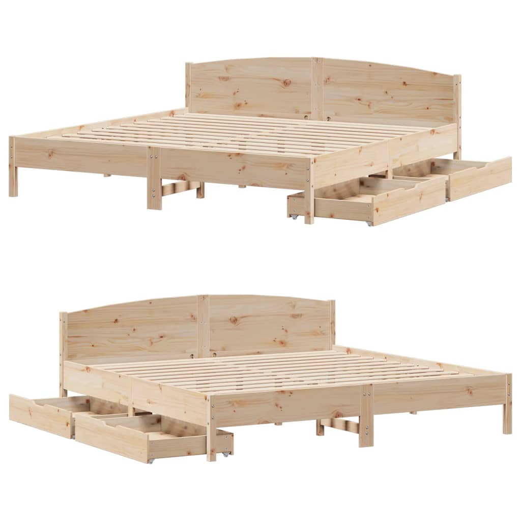Bedframe zonder matras massief grenenhout 200x200 cm