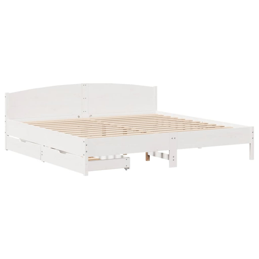 Bedframe zonder matras massief grenenhout wit 200x200 cm