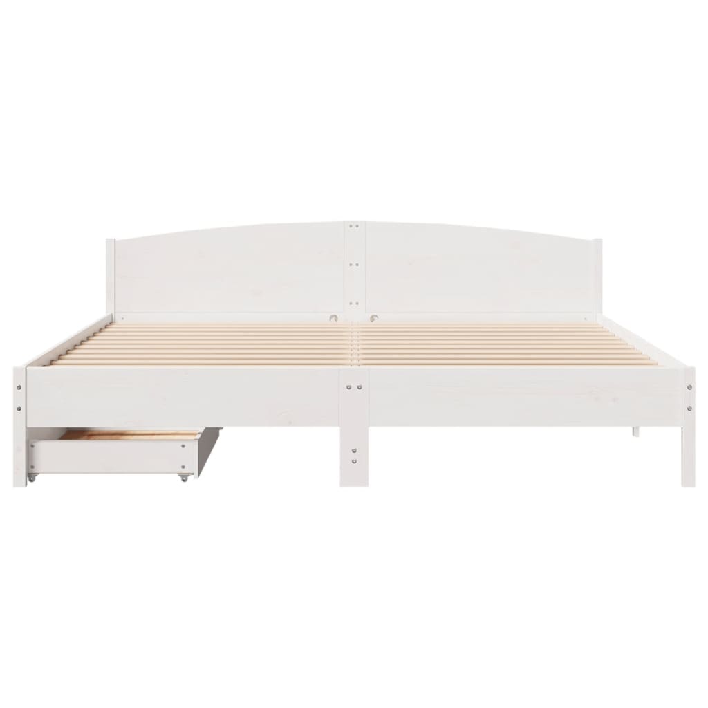 Bedframe zonder matras massief grenenhout wit 200x200 cm