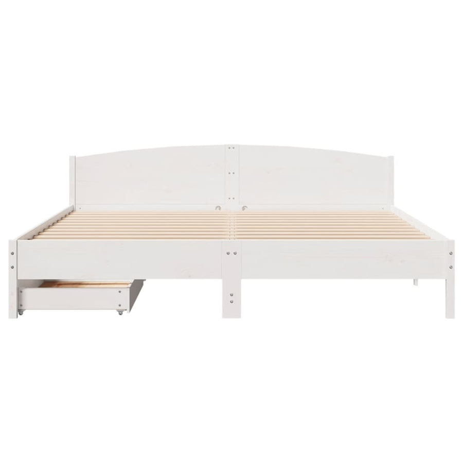 Bedframe zonder matras massief grenenhout wit 200x200 cm