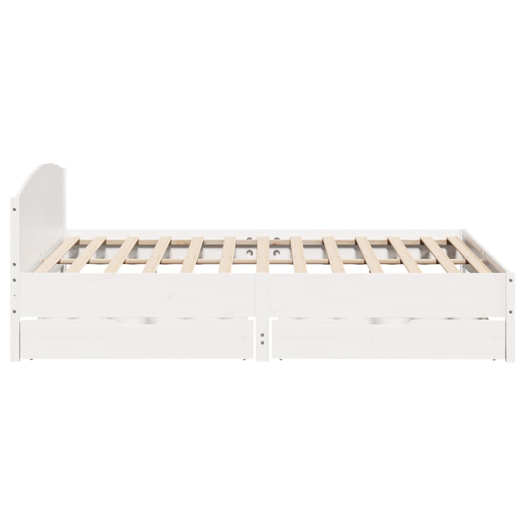 Bedframe zonder matras massief grenenhout wit 200x200 cm