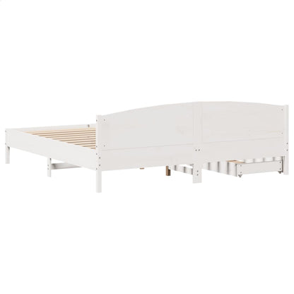 Bedframe zonder matras massief grenenhout wit 200x200 cm