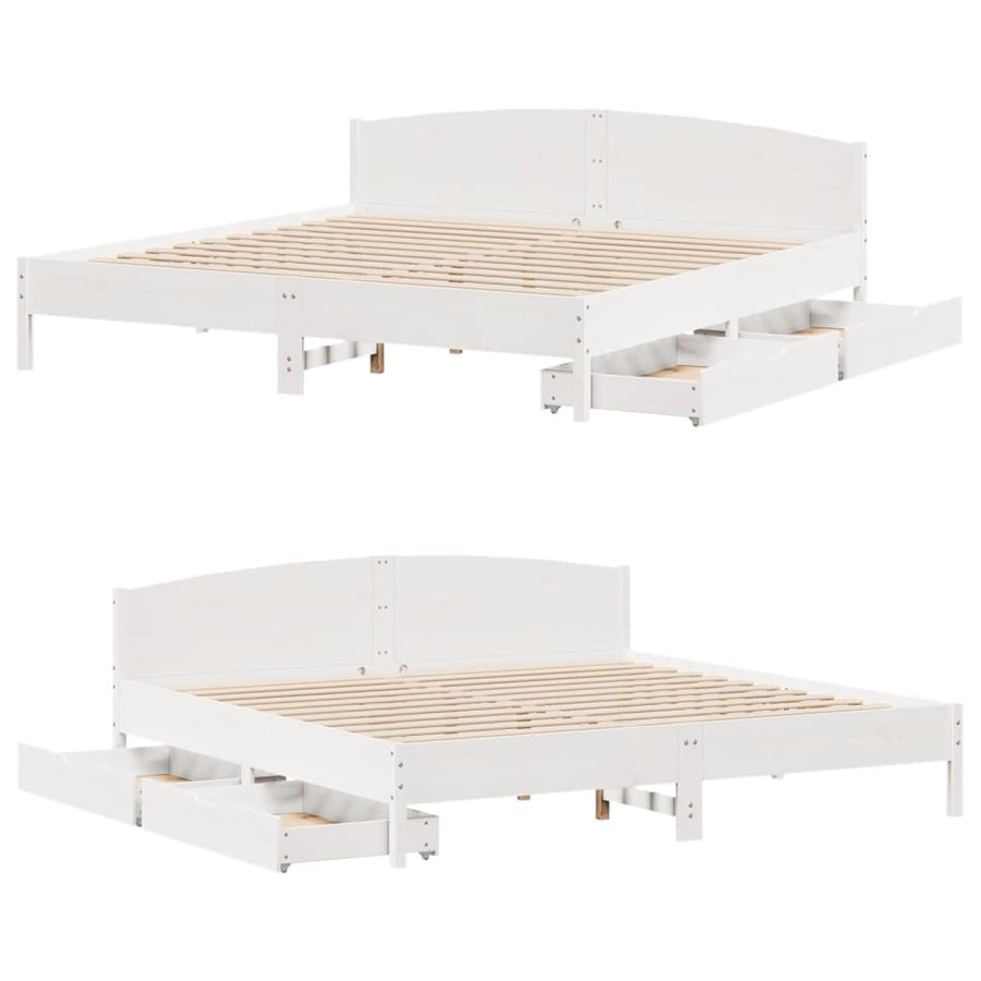 Bedframe zonder matras massief grenenhout wit 200x200 cm