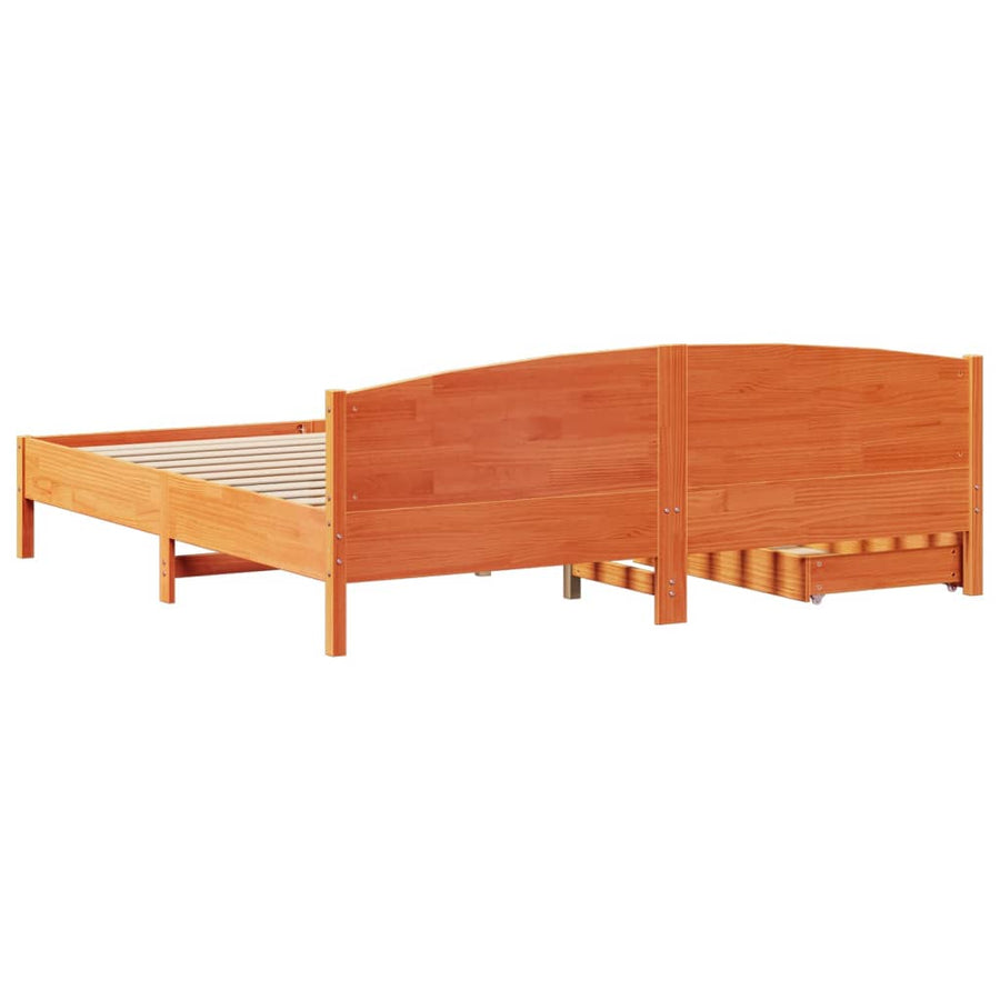 Bedframe zonder matras massief grenenhout wasbruin 200x200 cm