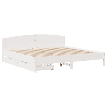 Bedframe zonder matras massief grenenhout wit 180x200 cm