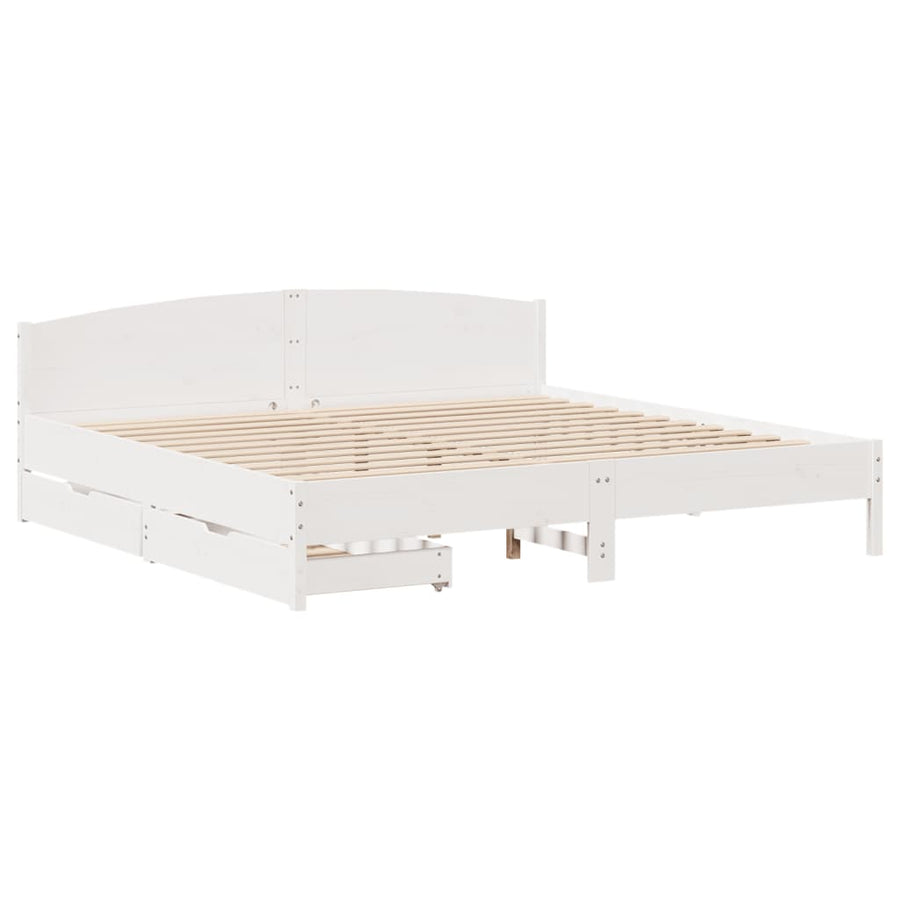 Bedframe zonder matras massief grenenhout wit 180x200 cm