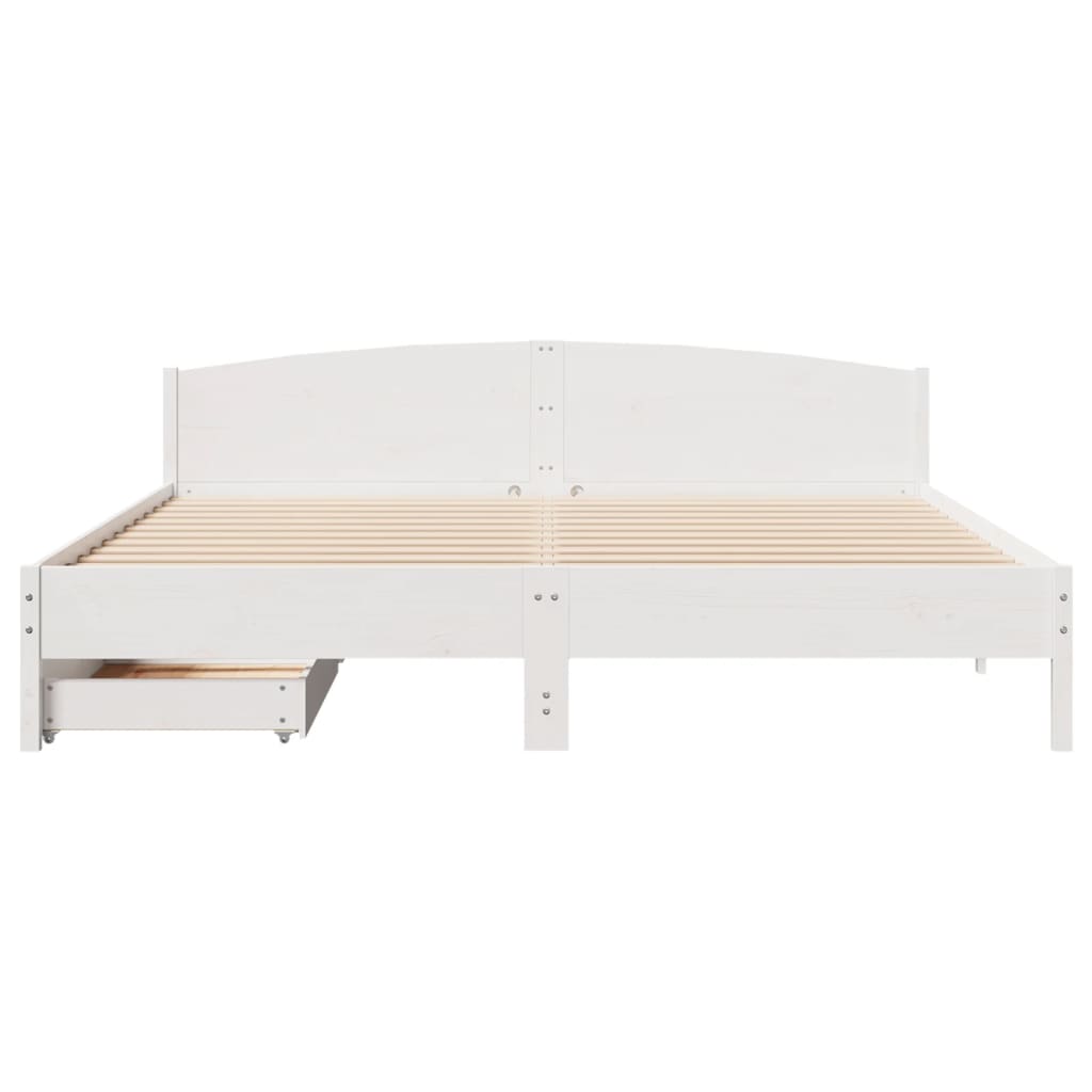Bedframe zonder matras massief grenenhout wit 180x200 cm