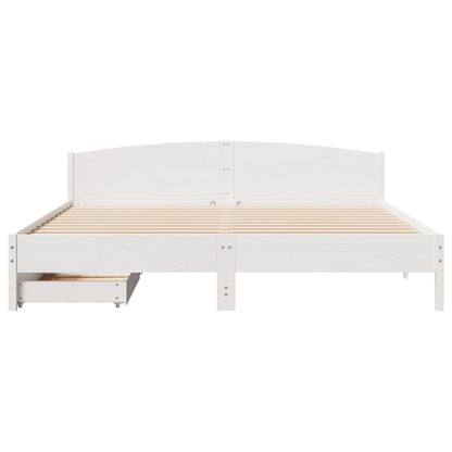 Bedframe zonder matras massief grenenhout wit 180x200 cm