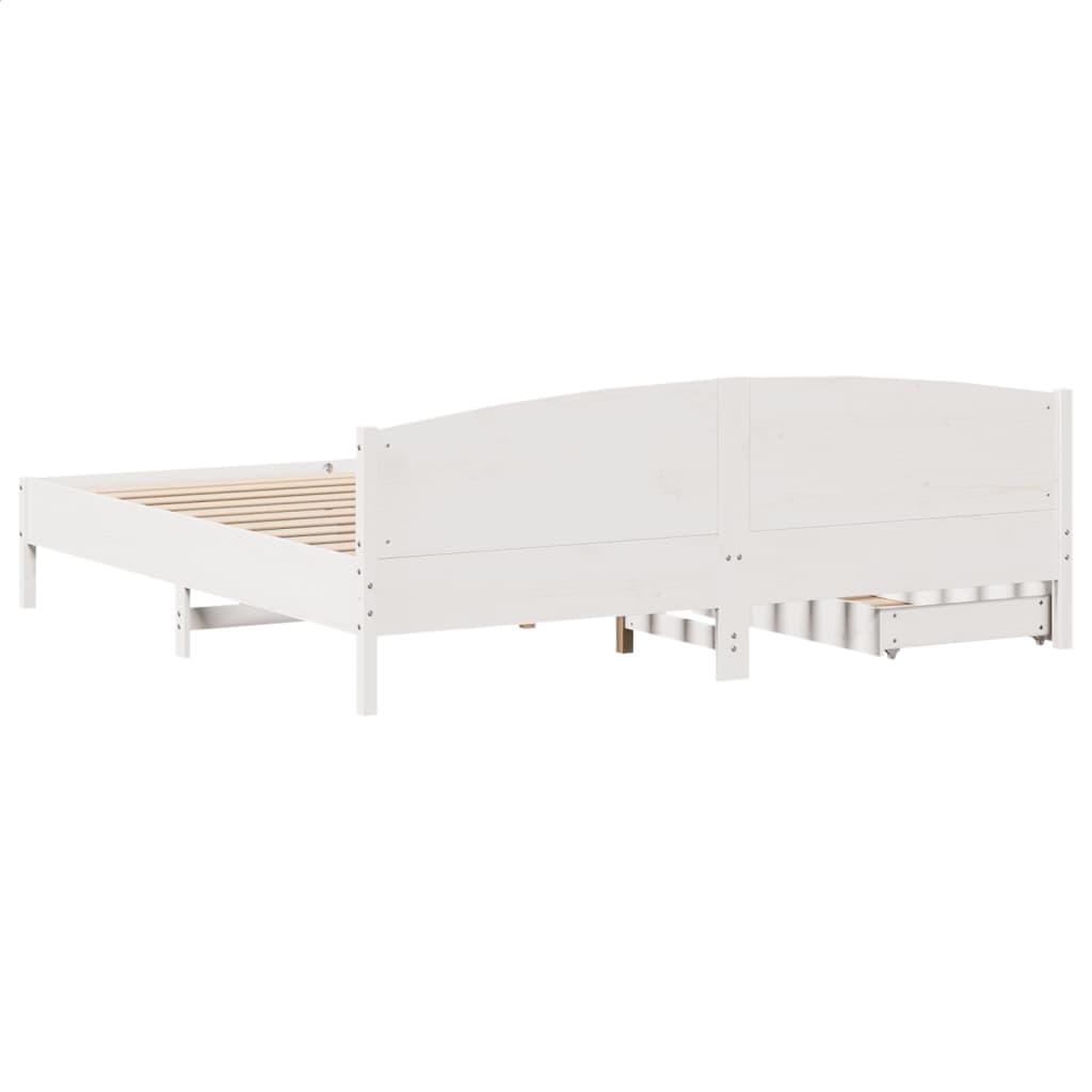 Bedframe zonder matras massief grenenhout wit 180x200 cm