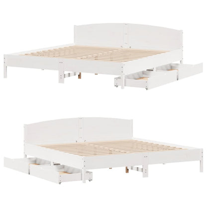 Bedframe zonder matras massief grenenhout wit 180x200 cm