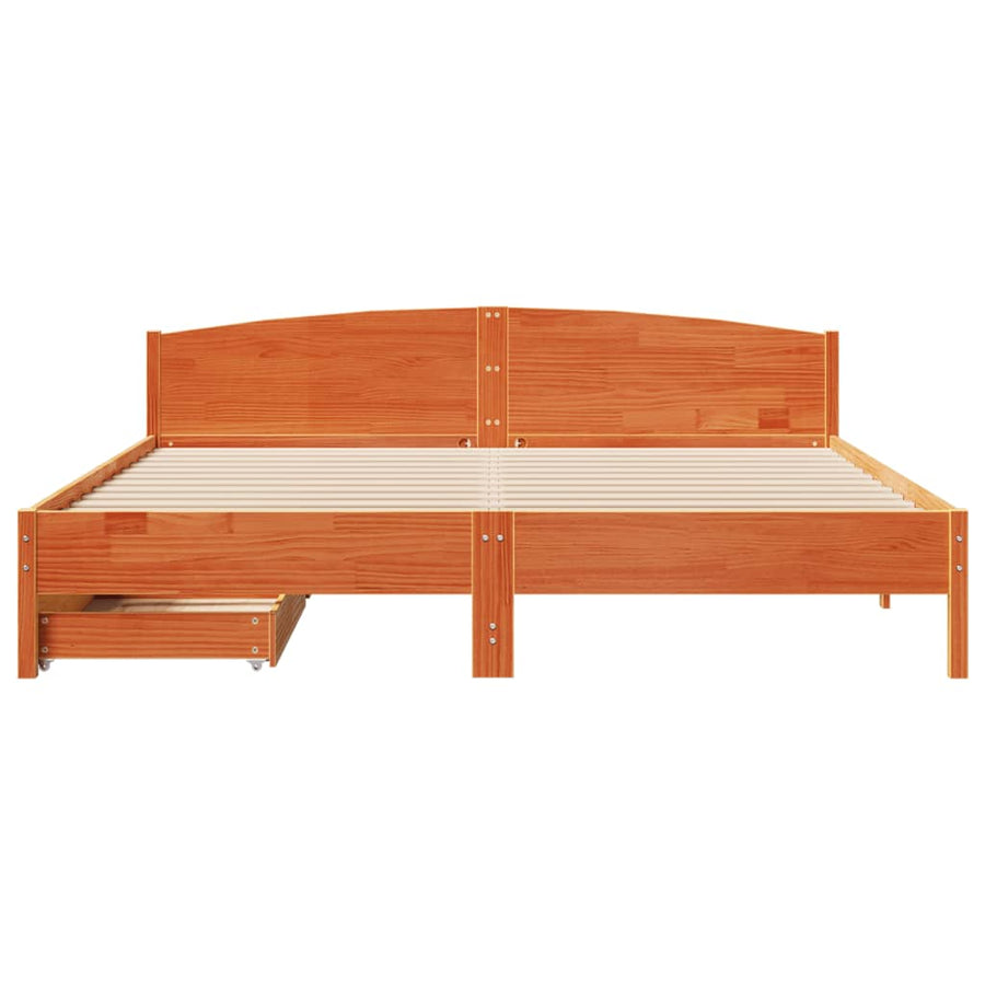 Bedframe zonder matras massief grenenhout wasbruin 180x200 cm