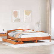 Bedframe massief grenenhout wasbruin 180x200 cm