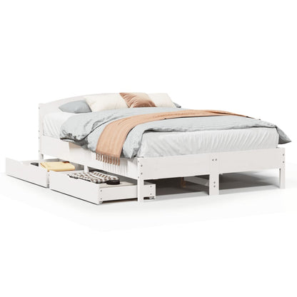 Bedframe zonder matras massief grenenhout wit 160x200 cm