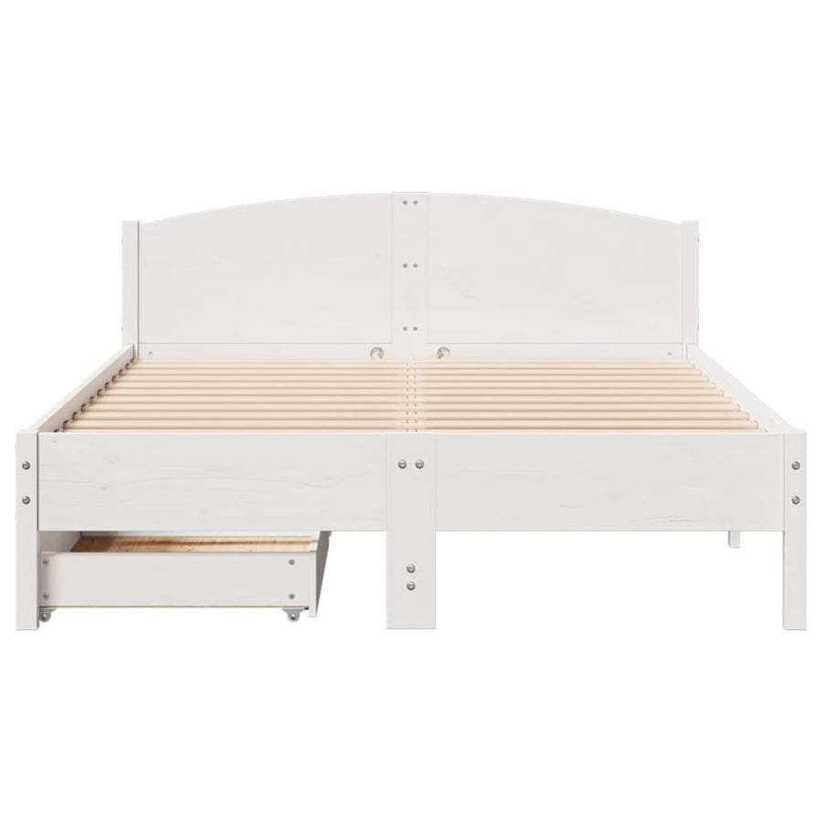 Bedframe zonder matras massief grenenhout wit 160x200 cm