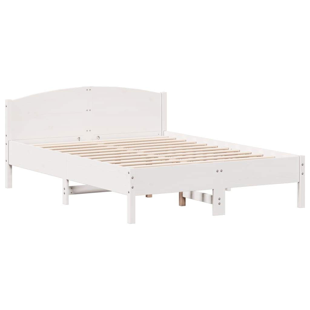 Bedframe zonder matras massief grenenhout wit 160x200 cm