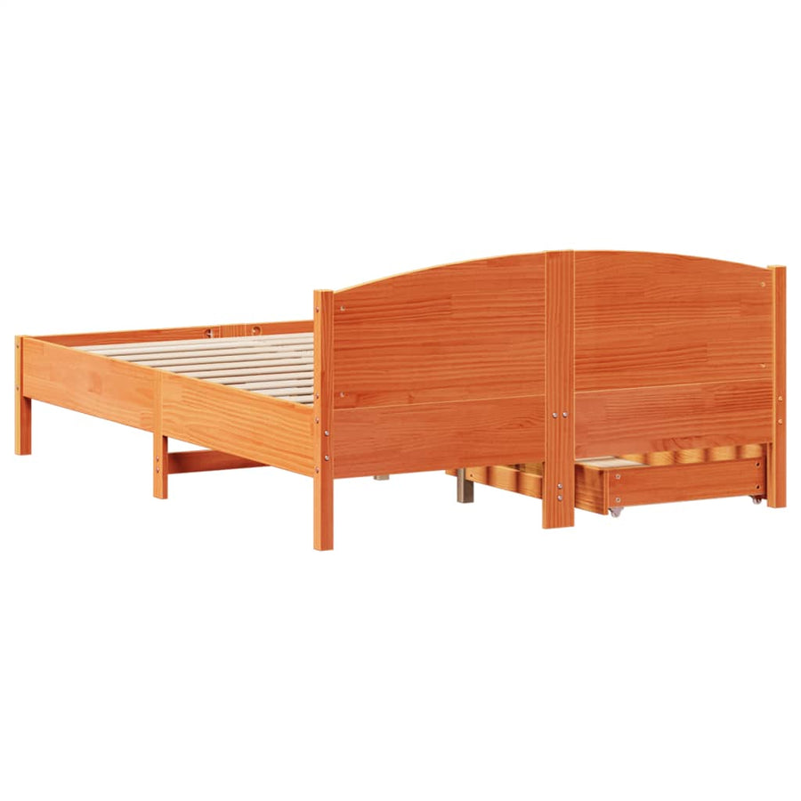 Bedframe zonder matras massief grenenhout wasbruin 160x200 cm