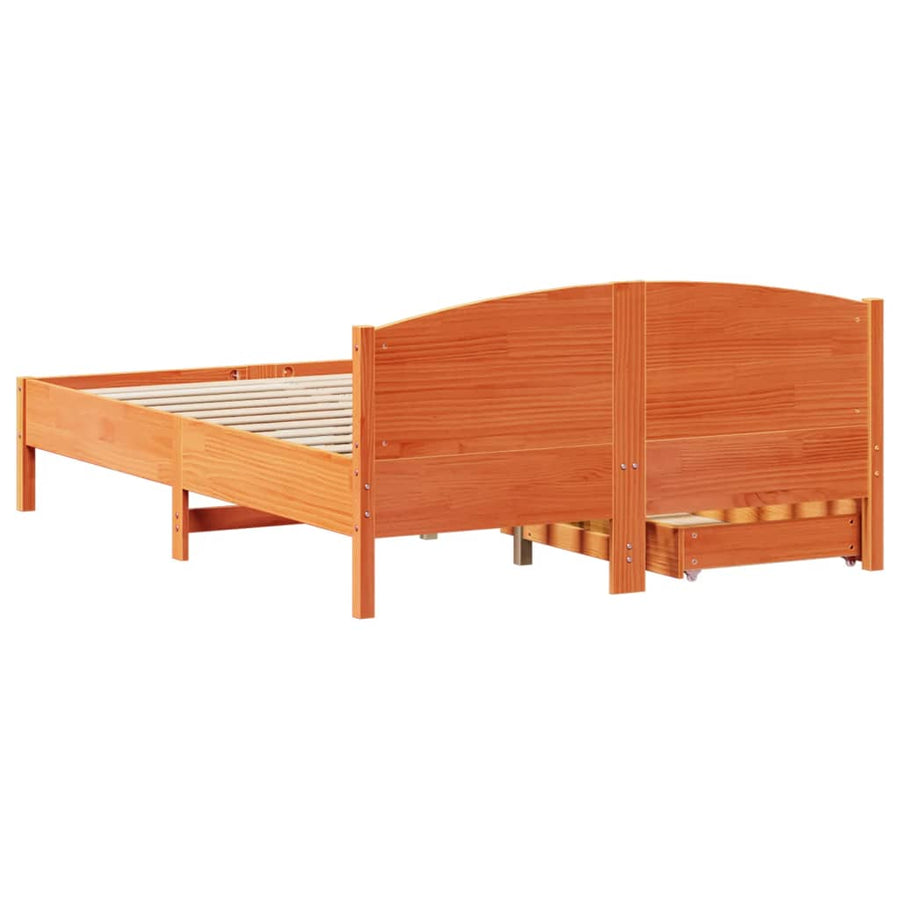 Bedframe zonder matras massief grenenhout wasbruin 150x200 cm