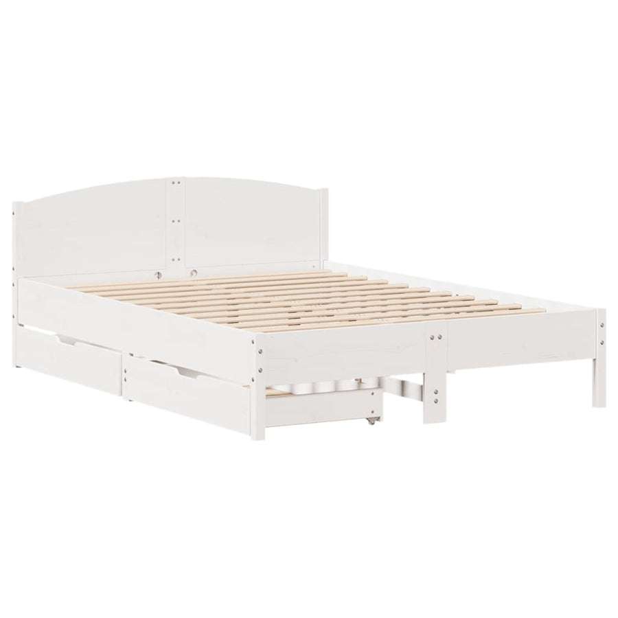 Bedframe zonder matras massief grenenhout wit 140x200 cm