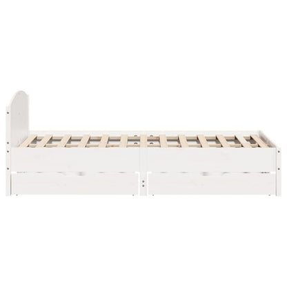 Bedframe zonder matras massief grenenhout wit 140x200 cm