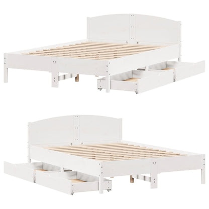 Bedframe zonder matras massief grenenhout wit 140x200 cm
