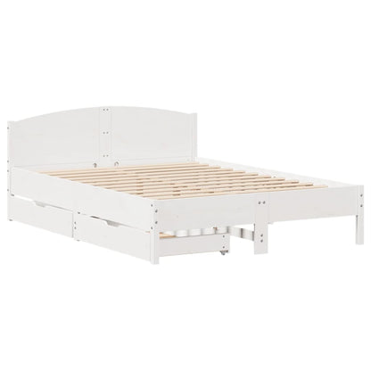 Bedframe zonder matras massief grenenhout wit 120x200 cm