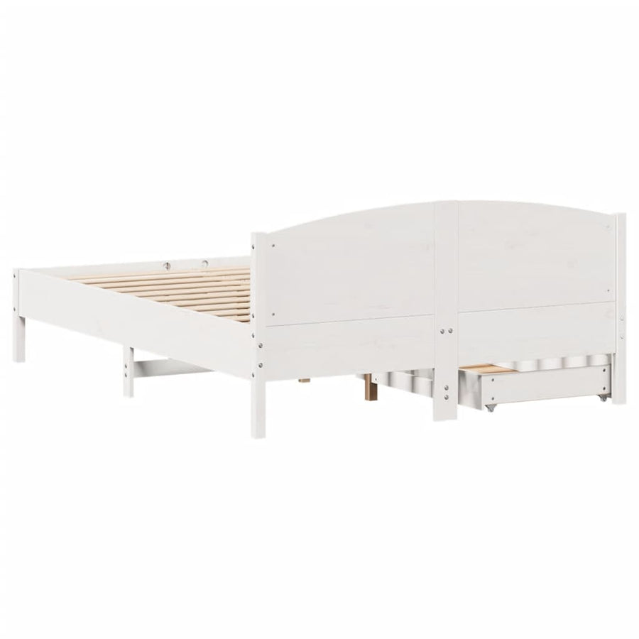 Bedframe zonder matras massief grenenhout wit 120x200 cm
