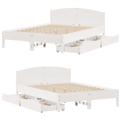 Bedframe zonder matras massief grenenhout wit 120x200 cm