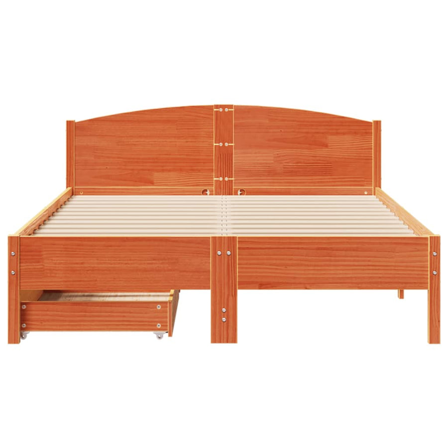 Bedframe zonder matras massief grenenhout wasbruin 120x200 cm