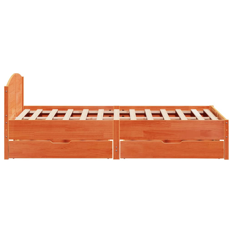 Bedframe zonder matras massief grenenhout wasbruin 120x200 cm