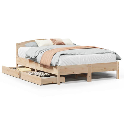 Bedframe zonder matras massief grenenhout 140x190 cm