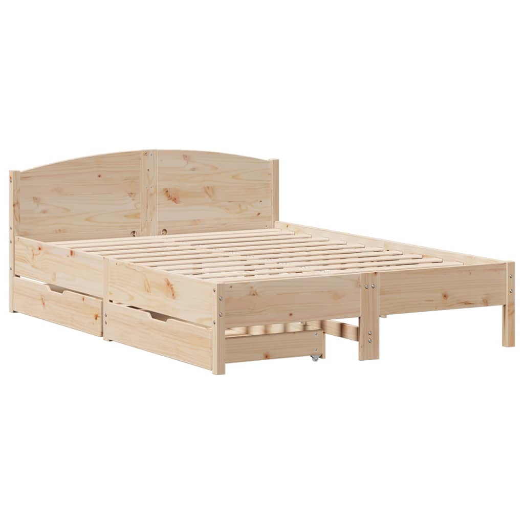 Bedframe zonder matras massief grenenhout 140x190 cm