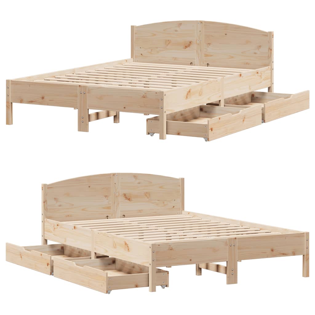 Bedframe zonder matras massief grenenhout 140x190 cm