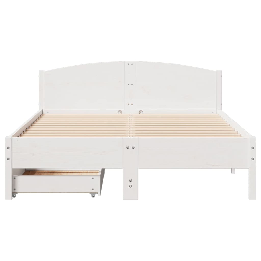 Bedframe zonder matras massief grenenhout wit 140x190 cm