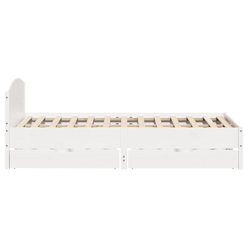 Bedframe zonder matras massief grenenhout wit 140x190 cm
