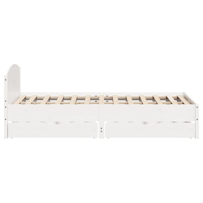 Bedframe zonder matras massief grenenhout wit 140x190 cm