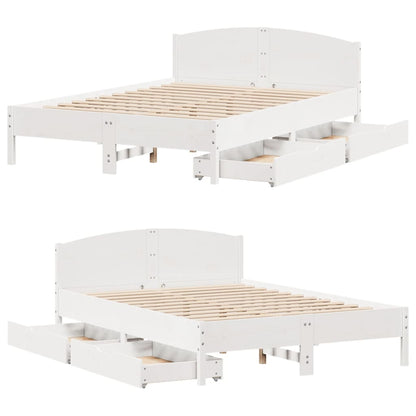 Bedframe zonder matras massief grenenhout wit 140x190 cm