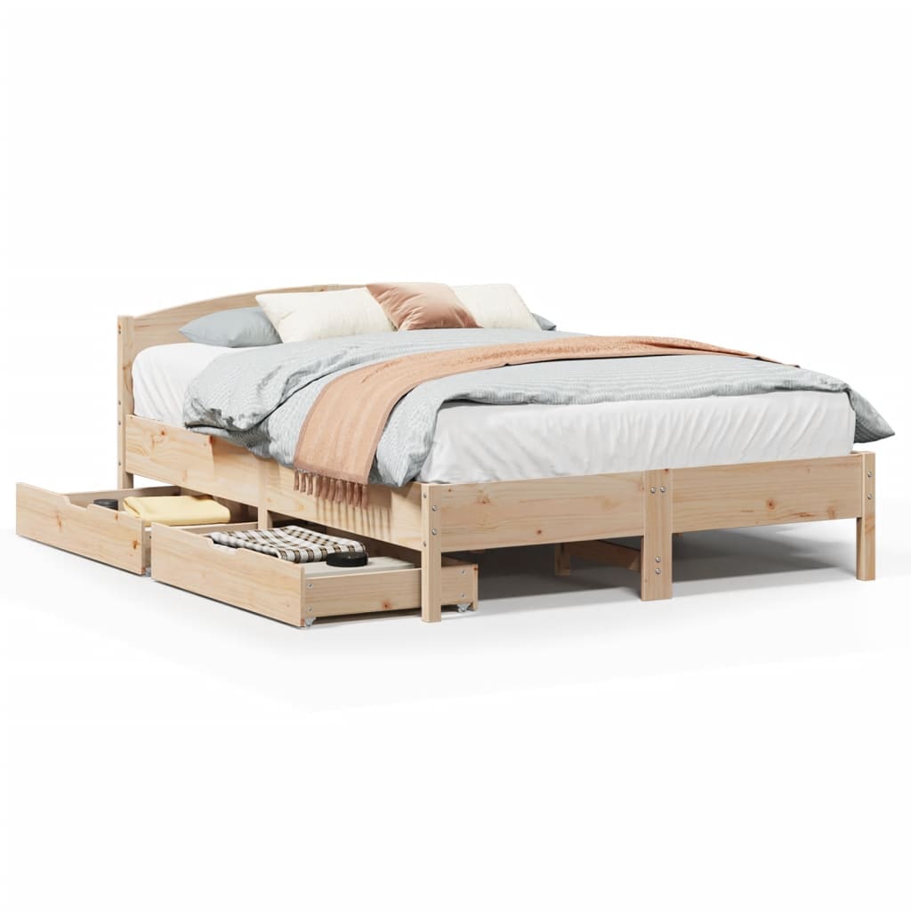 Bedframe zonder matras massief grenenhout 135x190 cm