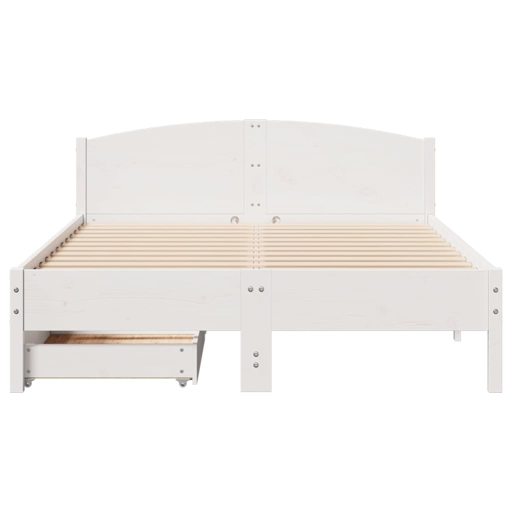 Bedframe zonder matras massief grenenhout wit 135x190 cm