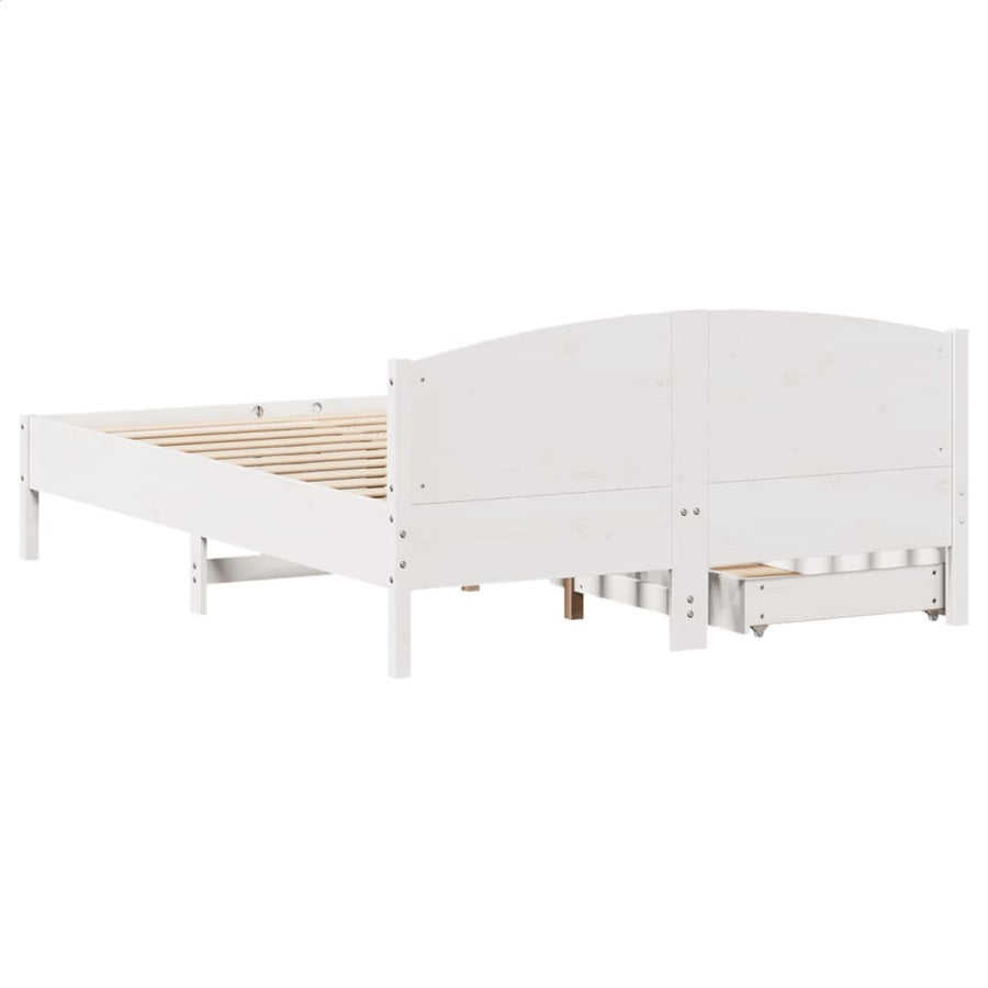 Bedframe zonder matras massief grenenhout wit 135x190 cm