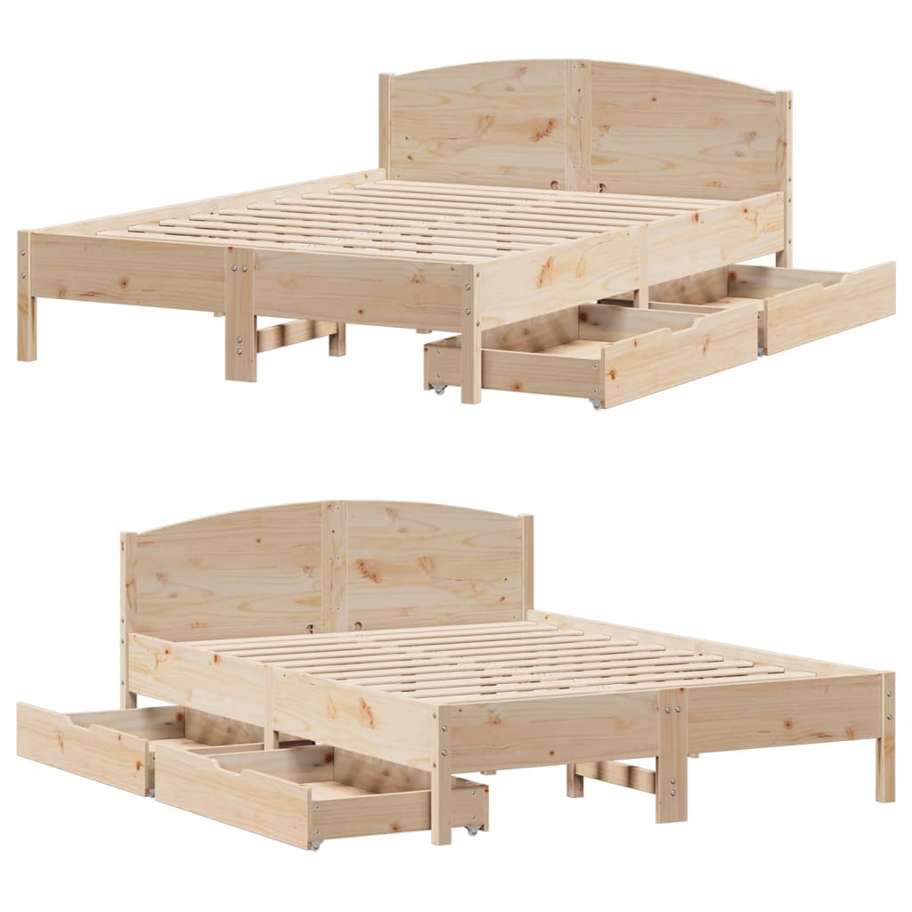 Bedframe zonder matras massief grenenhout 120x190 cm