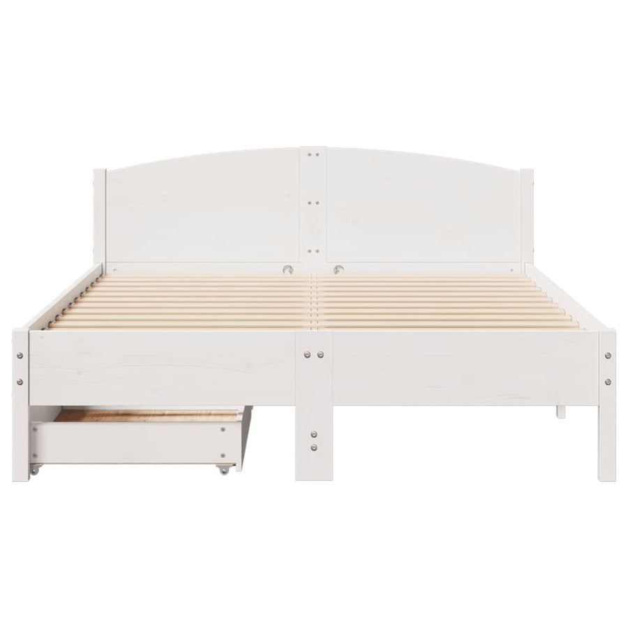 Bedframe zonder matras massief grenenhout wit 120x190 cm